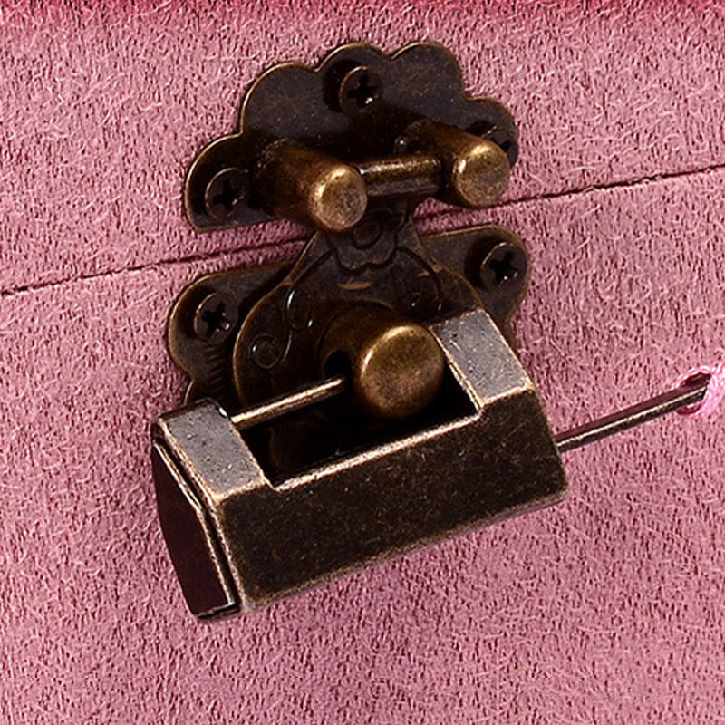 Two-Layer Flannel Jewelry Box with Lock for Zen Decor