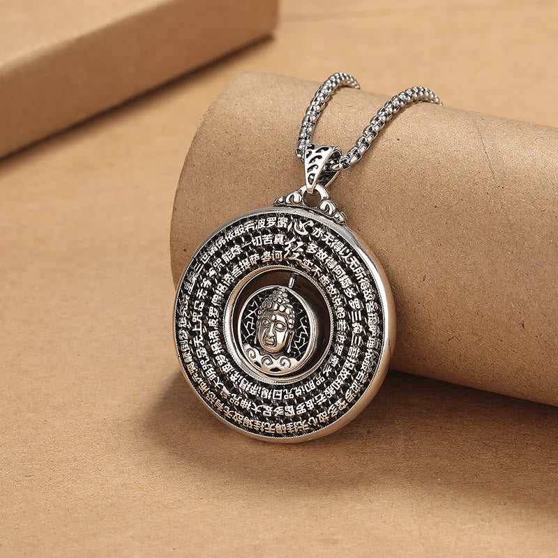 Heart Sutra Copper Buddha Peace Buckle Necklace