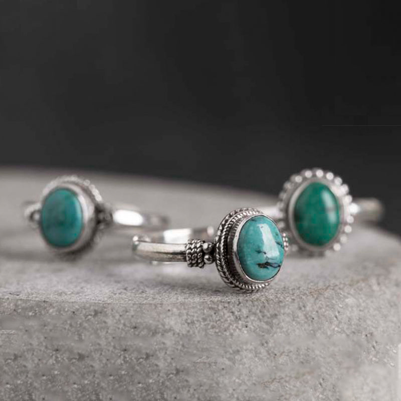 Adjustable Turquoise Ring 925 Sterling Silver Wisdom