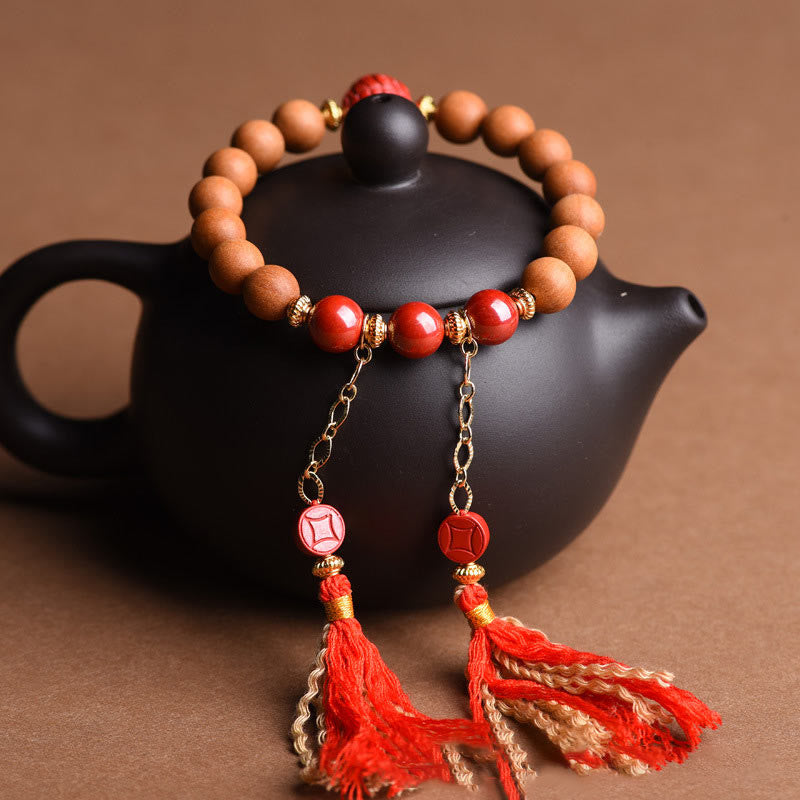 Peach Wood Pixiu Bracelet for Wealth & Protection 8mm Beads