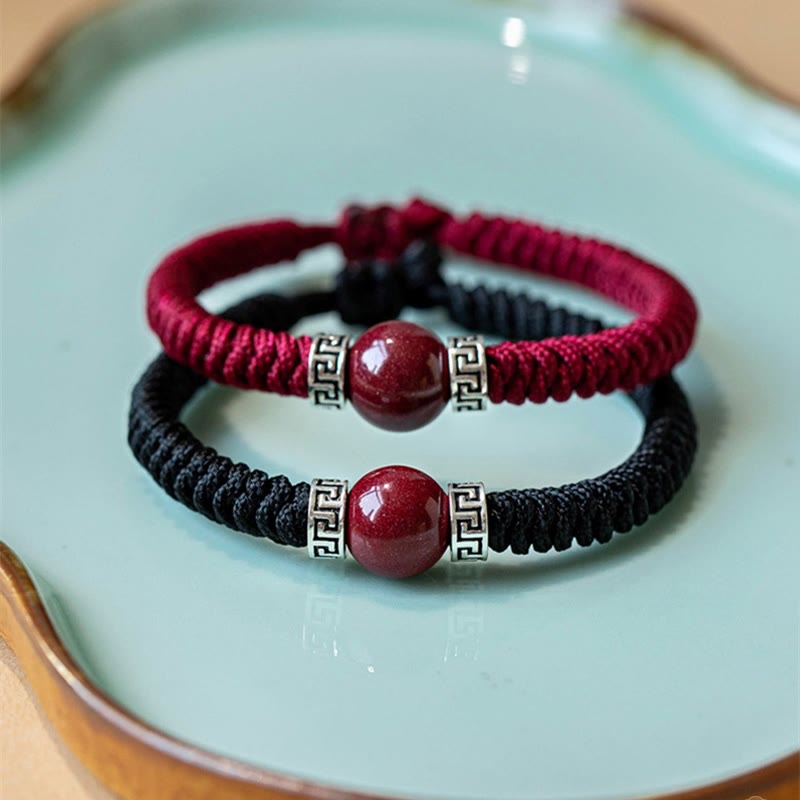 Men's Cinnabar Bracelet 12mm Beads | Sterling Silver Calm