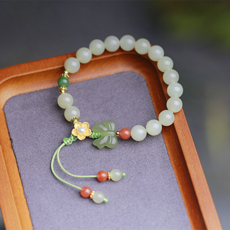 Jade Butterfly Luck Bracelet in 925 Sterling Silver