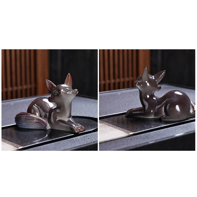 Color Changing Fox Tea Pet Resin Figurine | Zen Decor