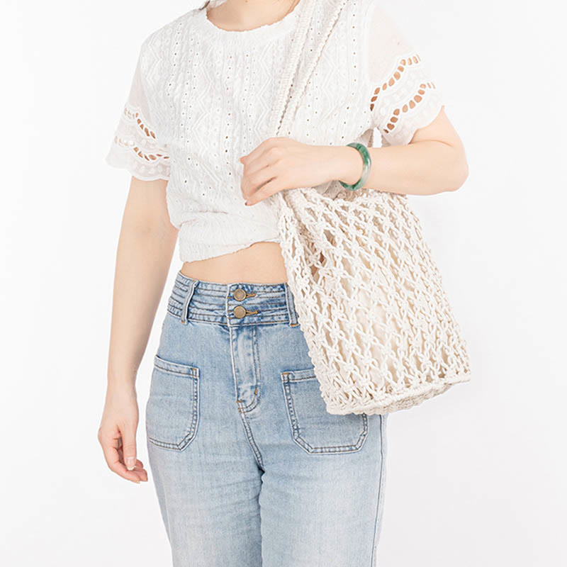 Hand-Woven Cotton Thread Shoulder Bag for Yoga