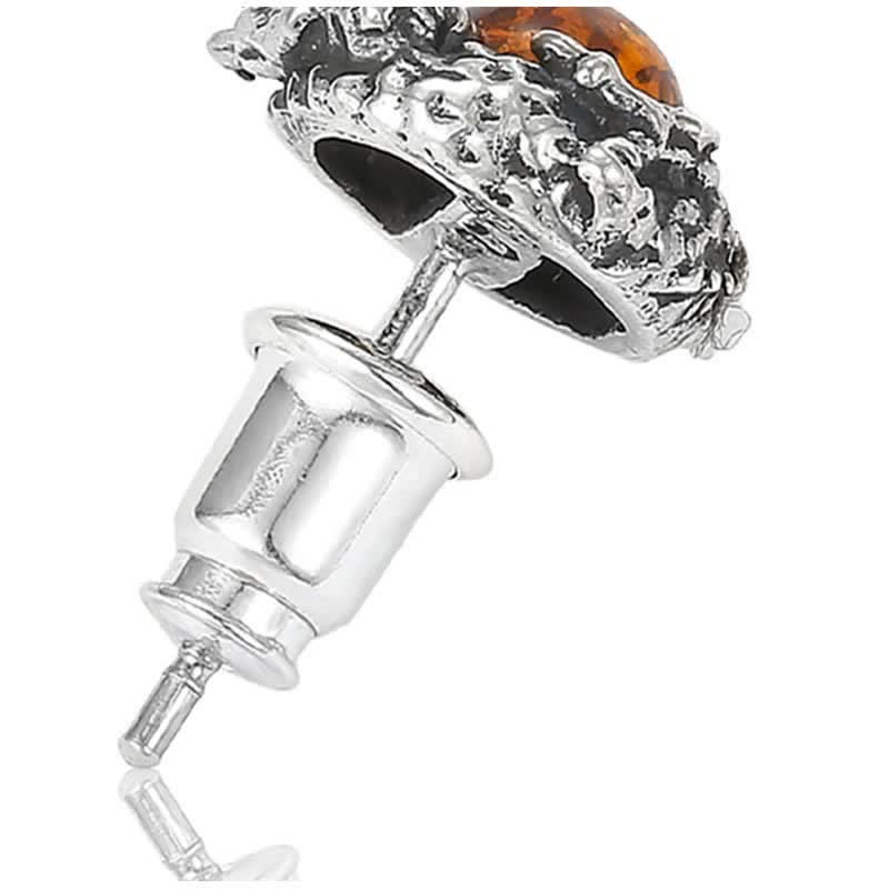 Sterling Silver Amber Dragon Success Stud Earring