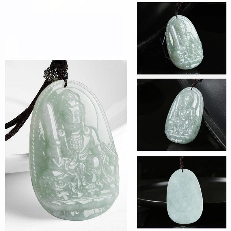 Chinese Zodiac Jade Necklace with Wealth Buddha Pendant