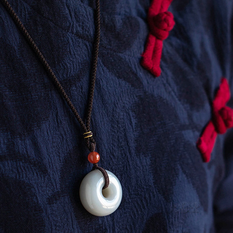 Natural Gray Jade Luck Necklace | Peace & Prosperity Pendant