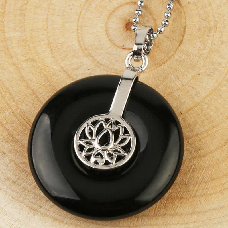 Various Crystal Amethyst Pink Lotus Healing Necklace