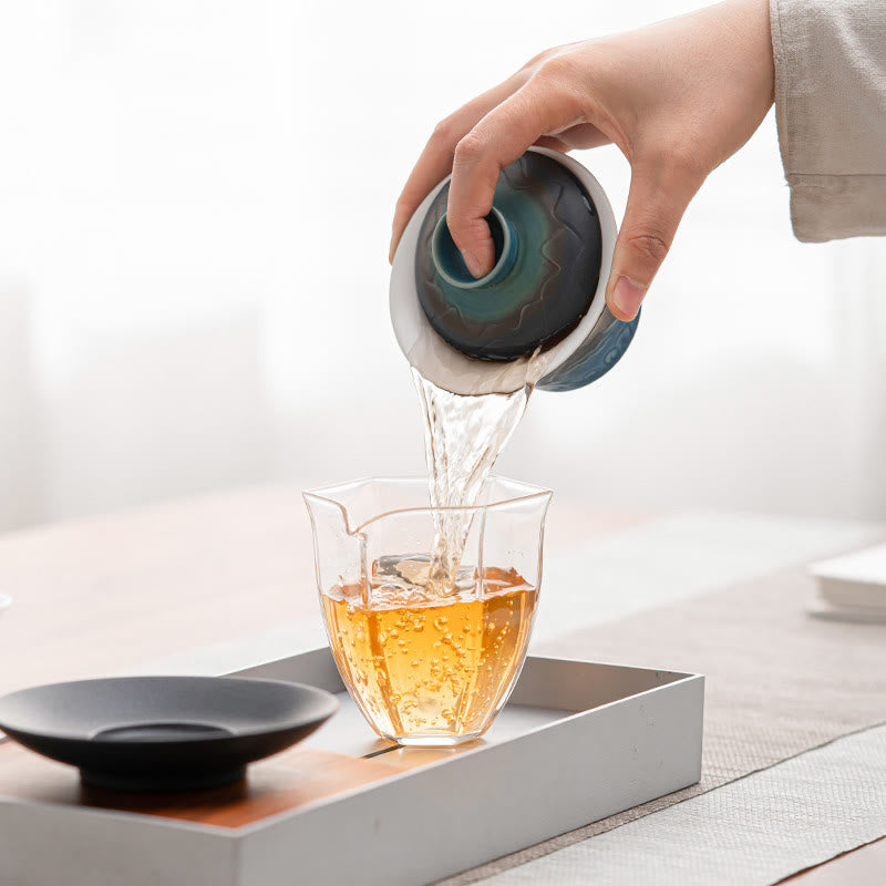 Blue Black Gradient Ceramic Gaiwan Tea Cup | 120ml Capacity