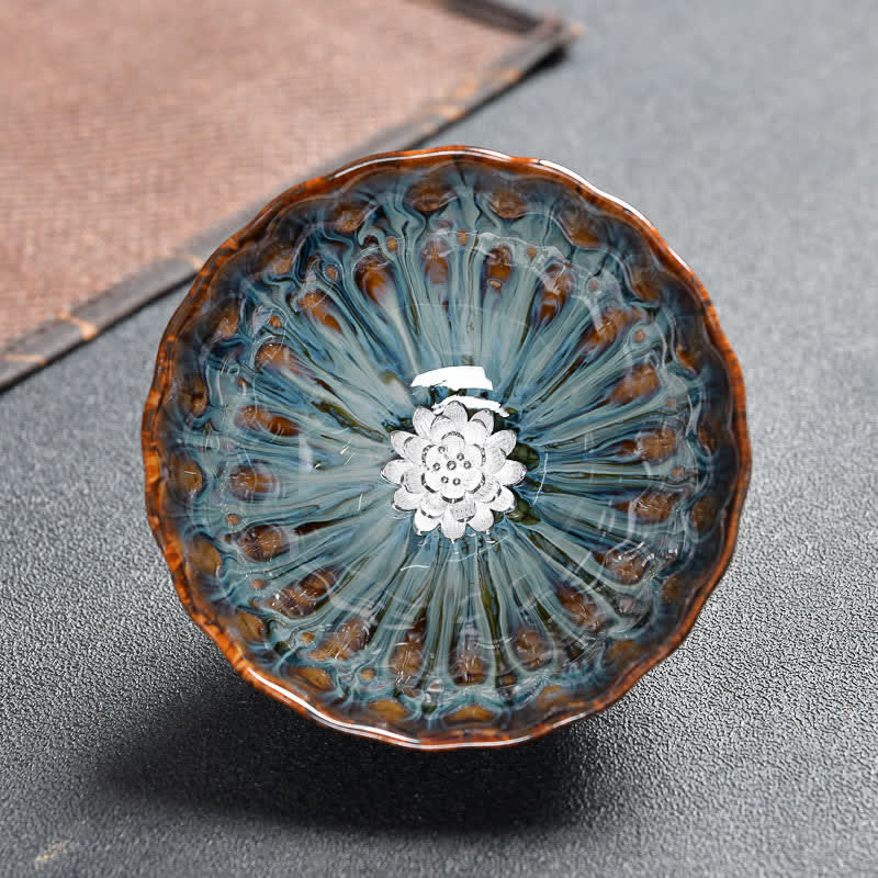 Ceramic Zen Teacup 120ml | Lotus Peacock Dragon Symbolism