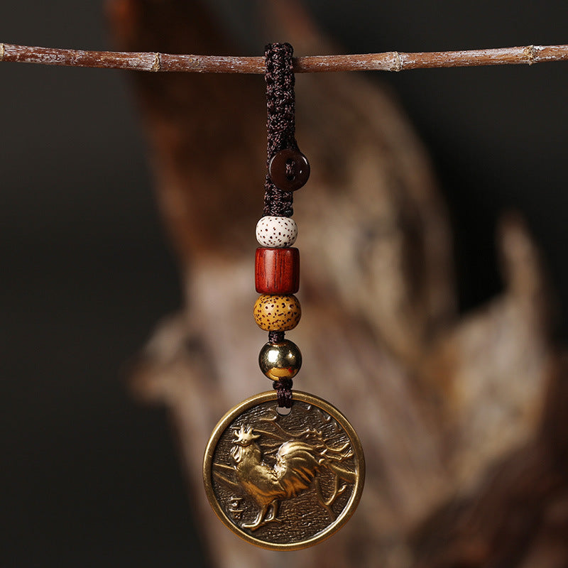 Copper Chinese Zodiac Keychain for Luck & Balance