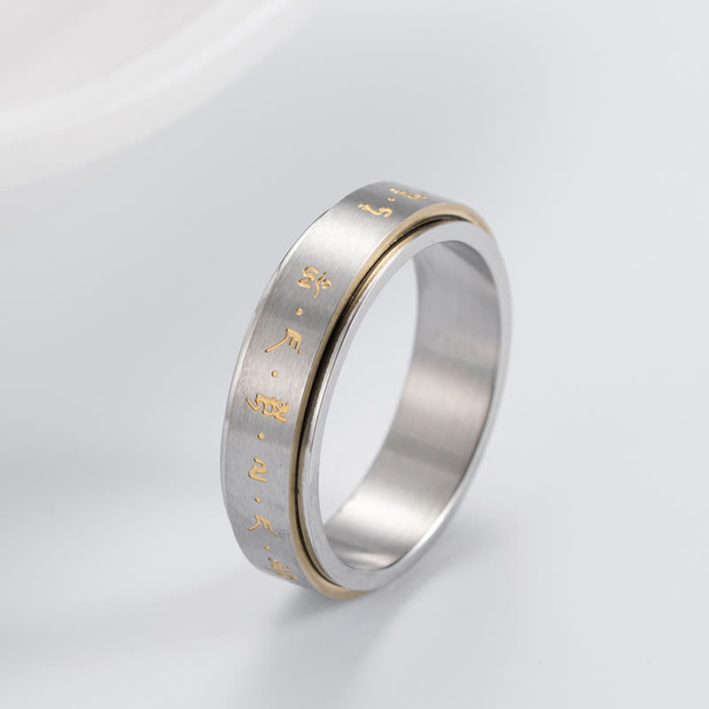 Titanium Steel Mantra Balance Rotatable Spiritual Ring