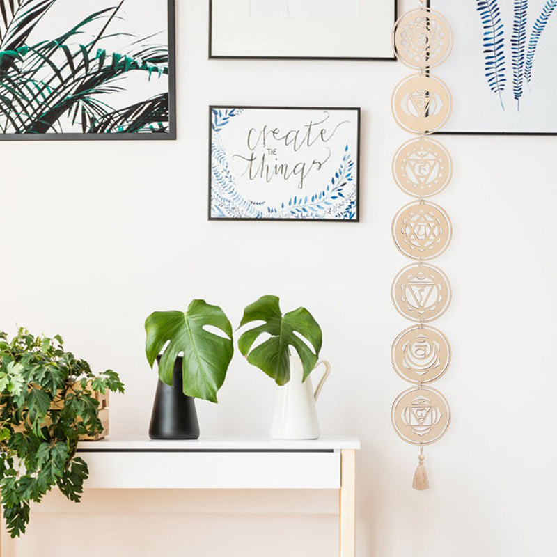 Wood Chakra Balancing Wall Hanger for Zen Home Decor