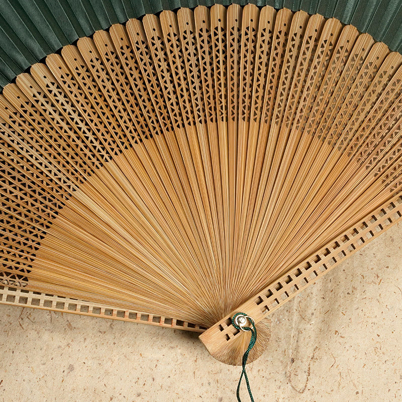 Vintage Chinese Folding Fan | Bamboo & Polyester Handheld Fan