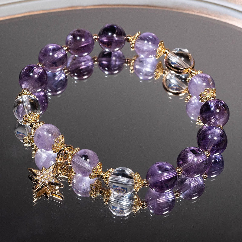 10mm Amethyst Inner Peace Healing Star Charm Bracelet