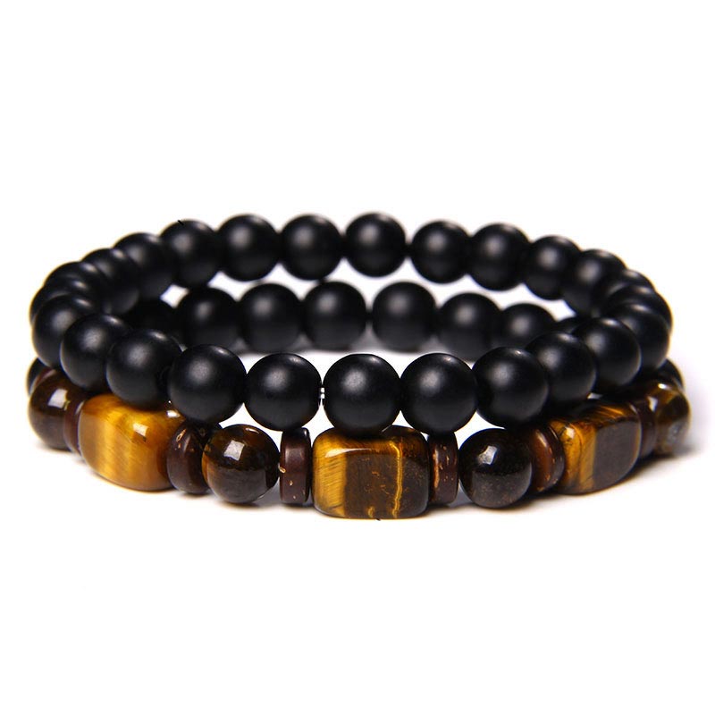 6mm Tiger Eye Frosted Hematite Courage Bracelet