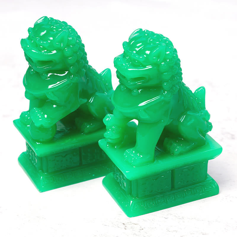Fu Foo Dogs Pair Spiritual Statues Resin Feng Shui Guardians