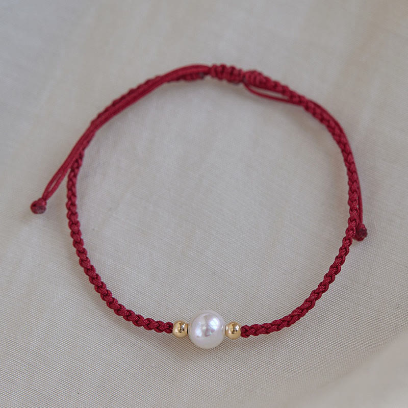 Unisex Pearl Bead Luck Bracelet on Red String 6mm Beads