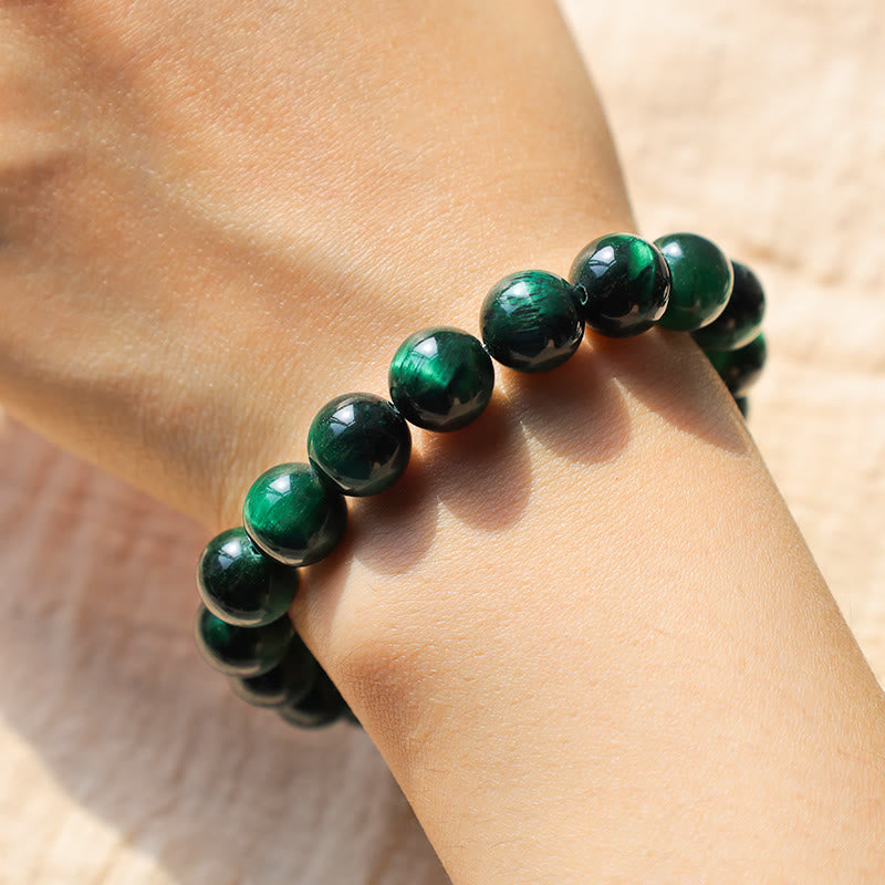 10mm Green Tiger Eye Growth Energy Bracelet