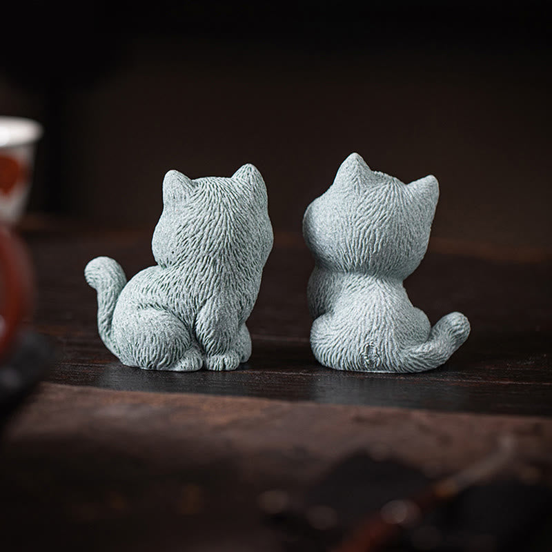 Small Cat Tea Pet Figurine | Spiritual Animal Home Decor
