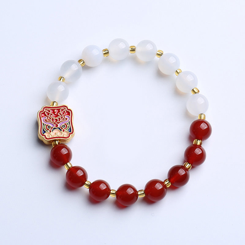 8mm Red Agate White Agate Strength Agate Bracelet