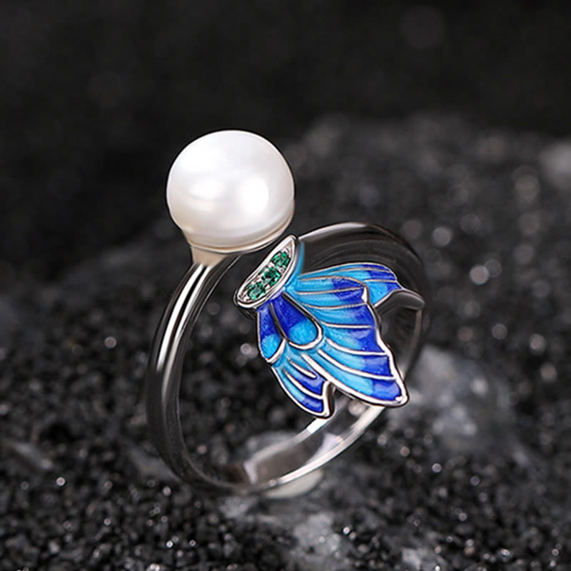 925 Sterling Silver Pearl Butterfly Healing Jewelry Set