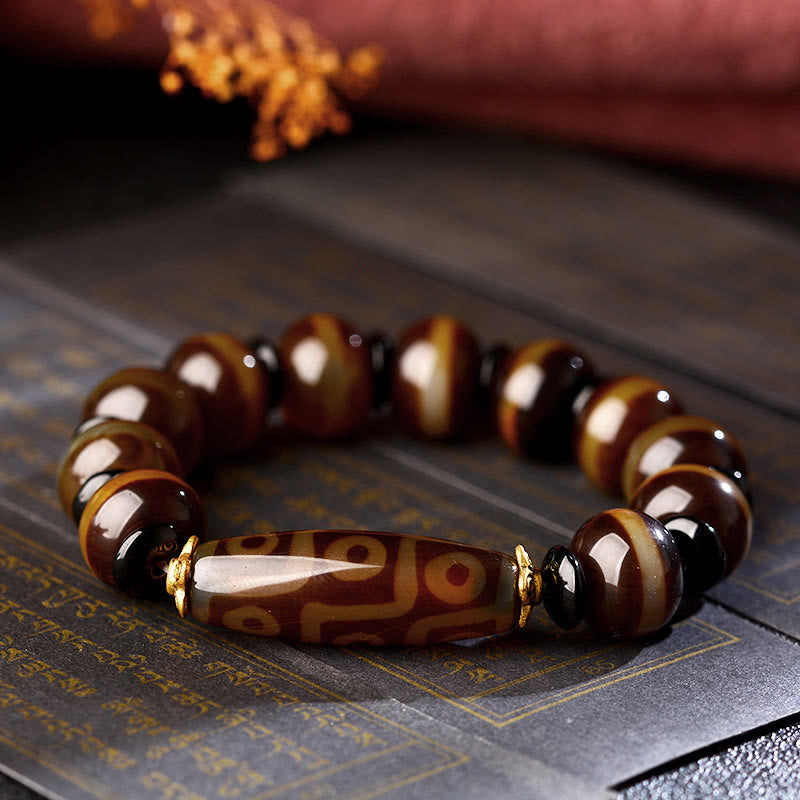 Nine-Eye Dzi Bead Agate Wealth and Protection Bracelet