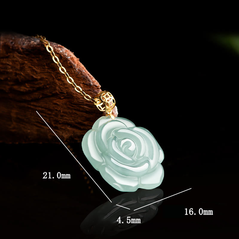 925 Sterling Silver Jade Luck Necklace 18K Gold Pendant