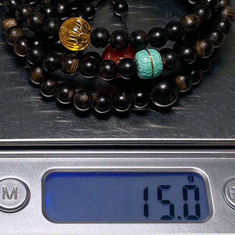 Agarwood Bracelet with Turquoise Amber & Red Agate for Strength