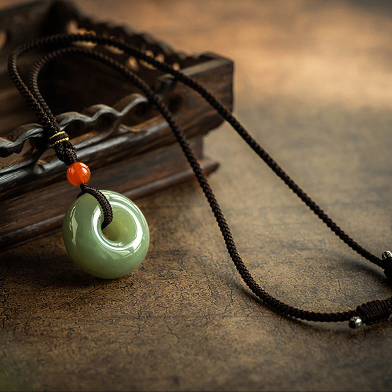 Natural Gray Jade Luck Necklace | Peace & Prosperity Pendant
