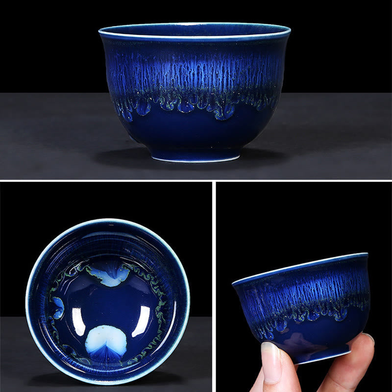 Blue Jianzhan Ceramic Teacup 160ml Zen Decor