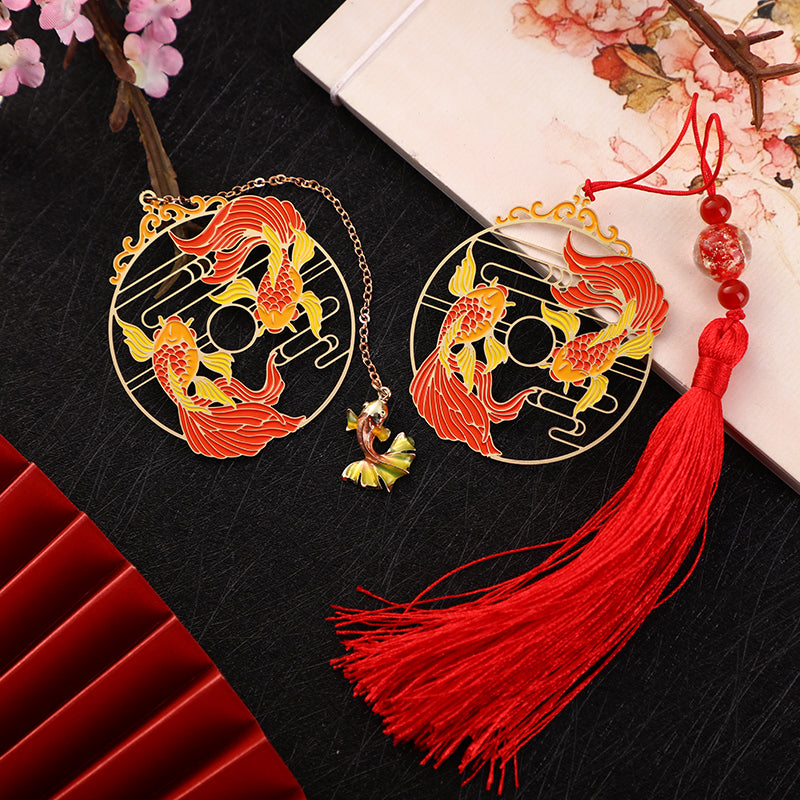 Gold Koi Fish Brass Bookmark for Spiritual Protection