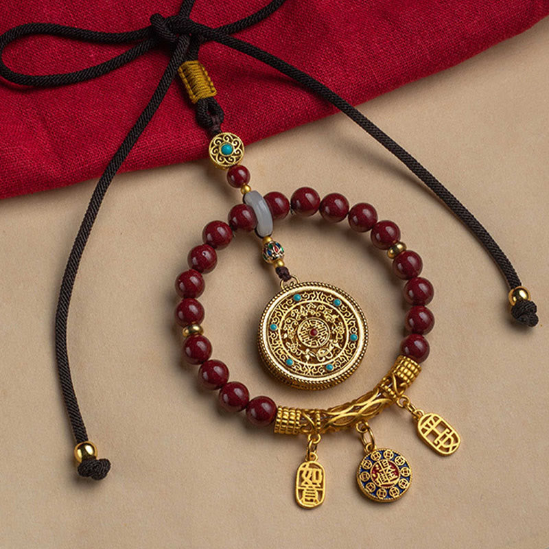 Natural Cinnabar Ruyi Car Hanging Decoration for Peace