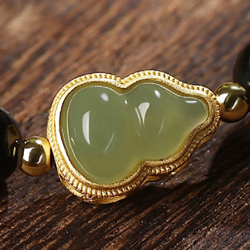 8mm Black Obsidian Hetian Jade Strength Bracelet