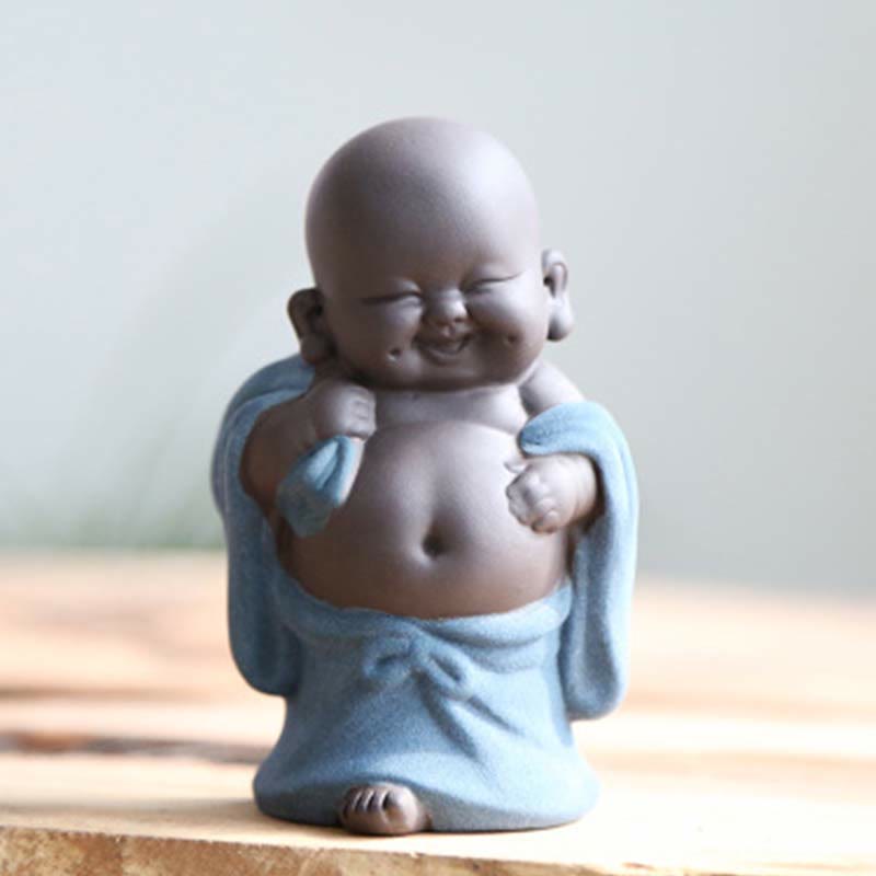 Purple Clay Laughing Buddha Statue | Luck & Wealth Decor