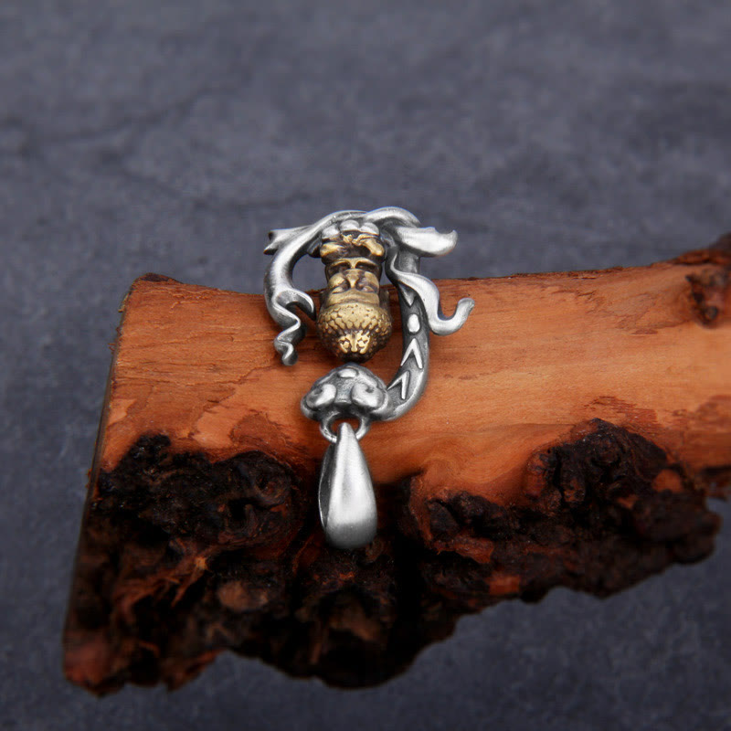 925 Sterling Silver Buddha Necklace with Ruyi Handle for Compassion