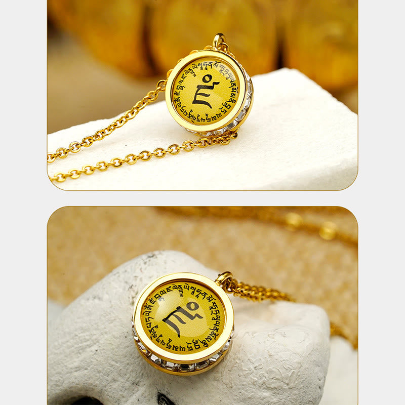 Titanium Steel Buddha Necklace | Green Tara & God Of Wealth Symbol