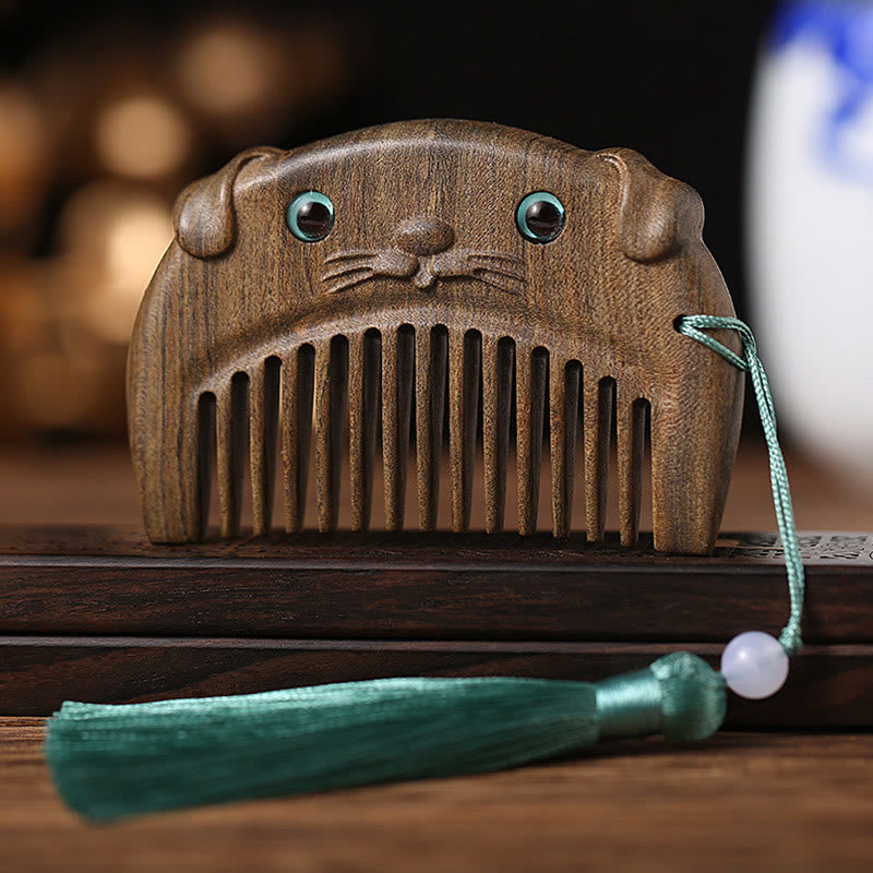 Chinese Zodiac Green Sandalwood Mini Peace Comb