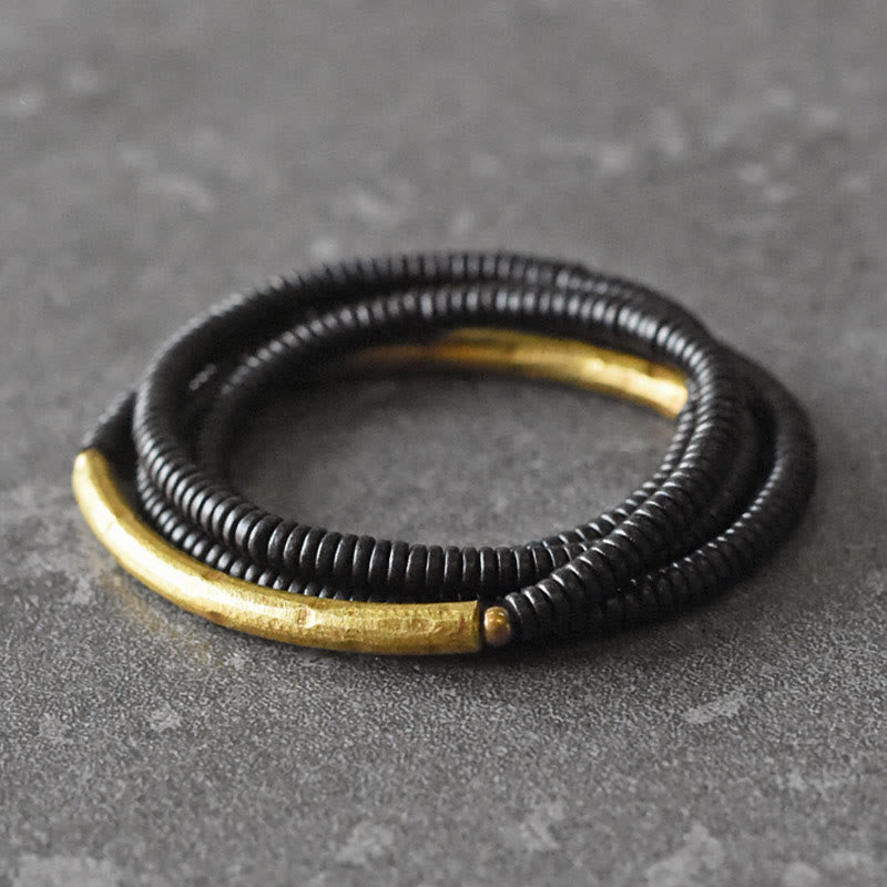 Ebony Wood Copper Multilayered Bracelet for Balance and Calm