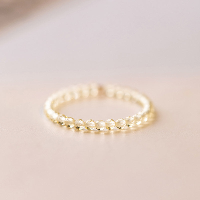 Natural Citrine Gold Ring Prosperity & Happiness 14k Plated