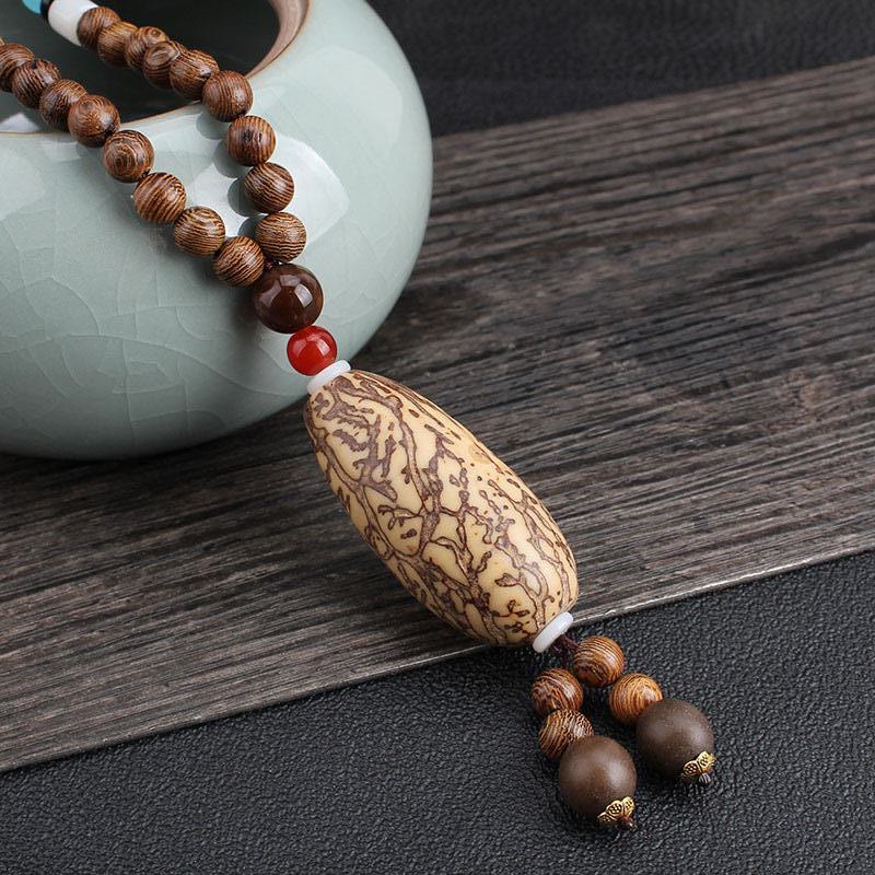 Wenge Wood & Agate Balance Necklace for Peace & Protection