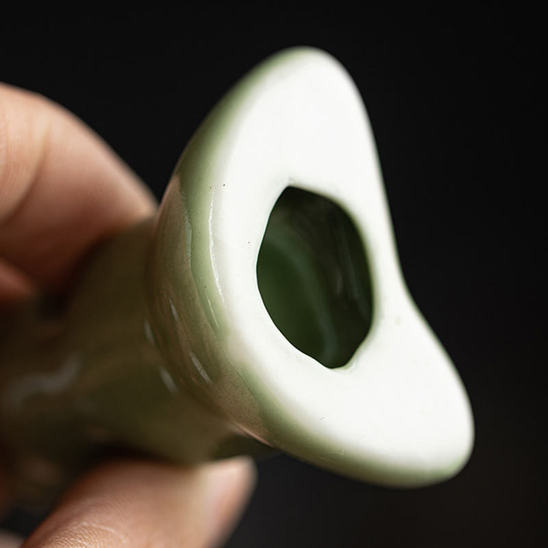 Mini Ceramic Meditation Frog Figurine for Luck & Wealth