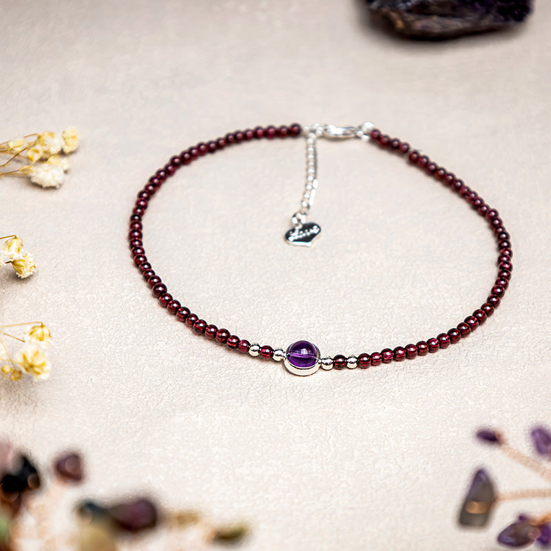 Garnet Amethyst Spiritual Purification Calm Anklet