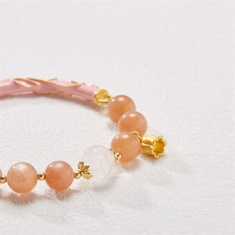 Sun Stone & Golden Silk Jade Positive Charm Bracelet