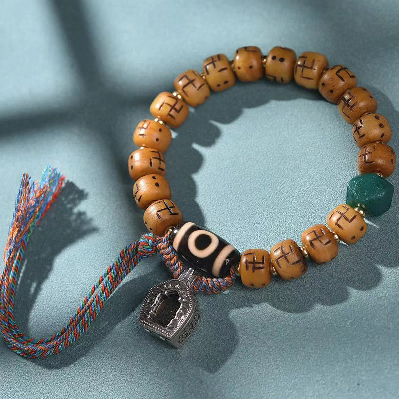 Camel Bone Swastika Buddha Bracelet | Healing Sounds