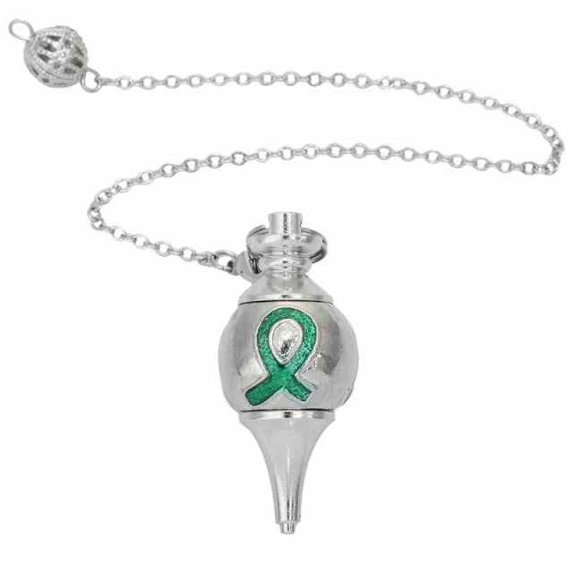 Silver Breast Cancer Awareness Ribbon Pendulum