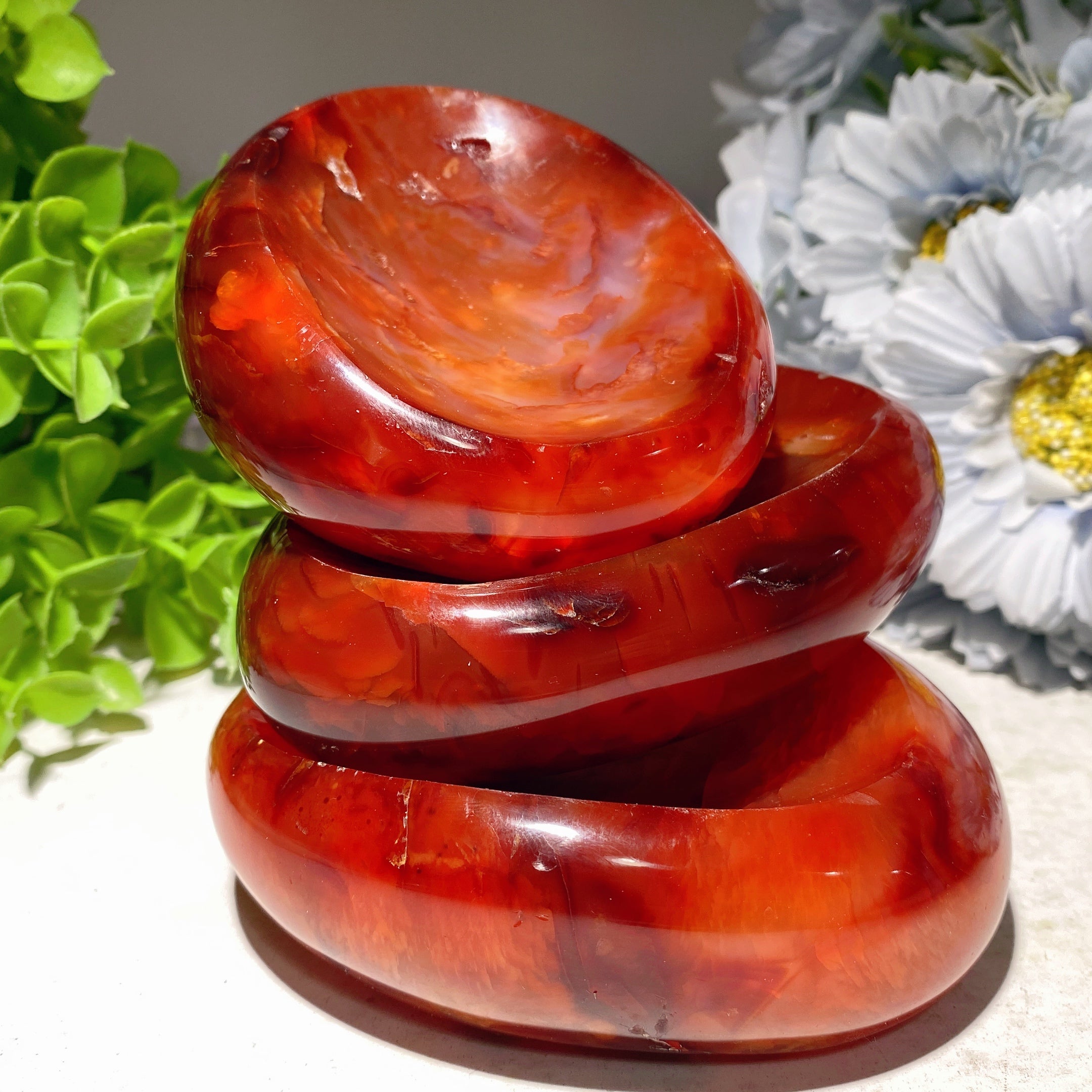 Carnelian Crystal Bowl 3.3-3.8 Inch Healing Carvings