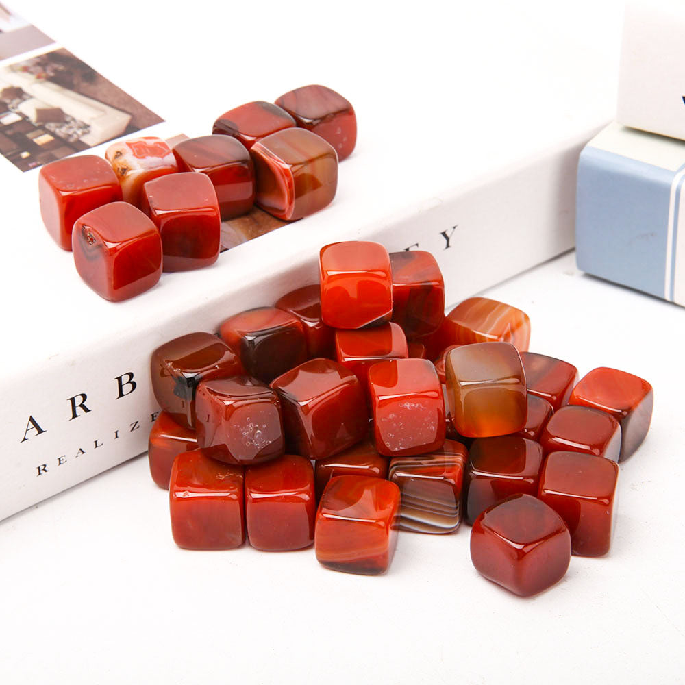 Carnelian Crystal Cubes 1.5-2cm Healing Stone Bag