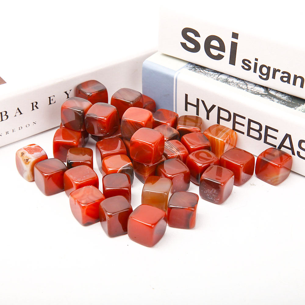 Carnelian Crystal Cubes 1.5-2cm Healing Stone Bag
