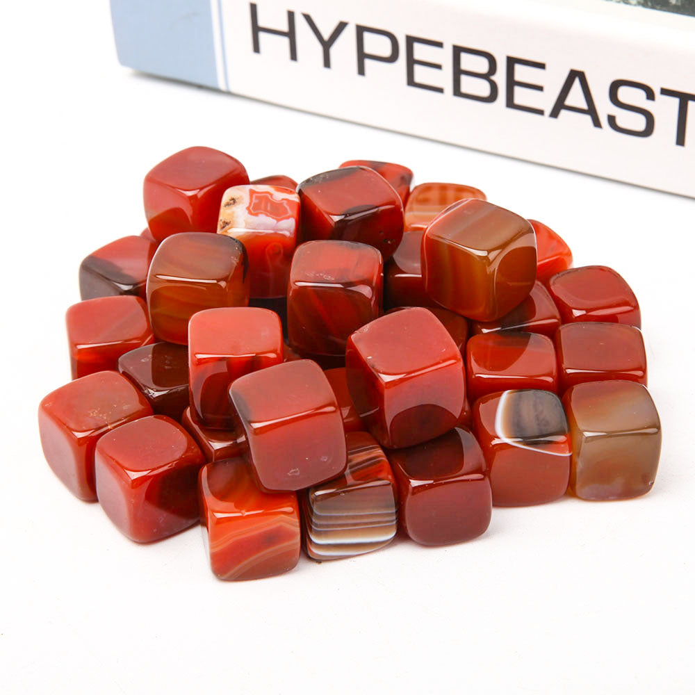 Carnelian Crystal Cubes 1.5-2cm Healing Stone Bag